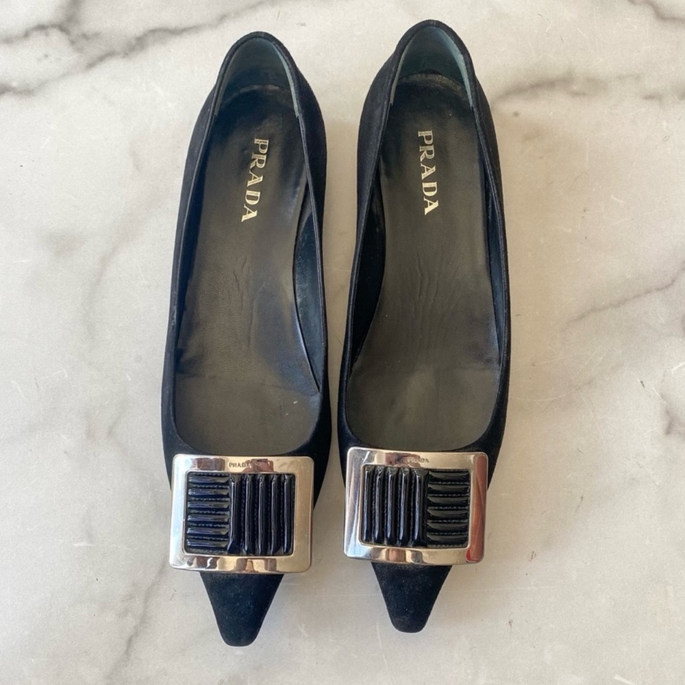 Prada • Pointed Flat with Buckle • 38.5